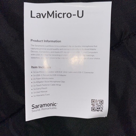 NEW- Saramonic-Lavalier Mic w/USB-C Output, 6.6' Cable/USB Adapter - Picture 15 of 16